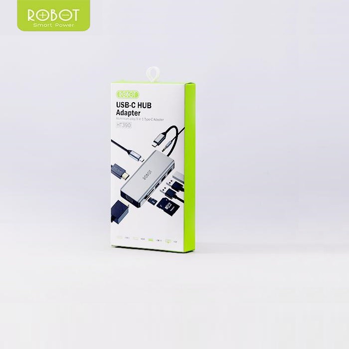 ROBOT HT390 Multiport 9in1 USB HUB Type C Adapter Lightweight &amp; Portable Garansi Resmi 1 Tahun