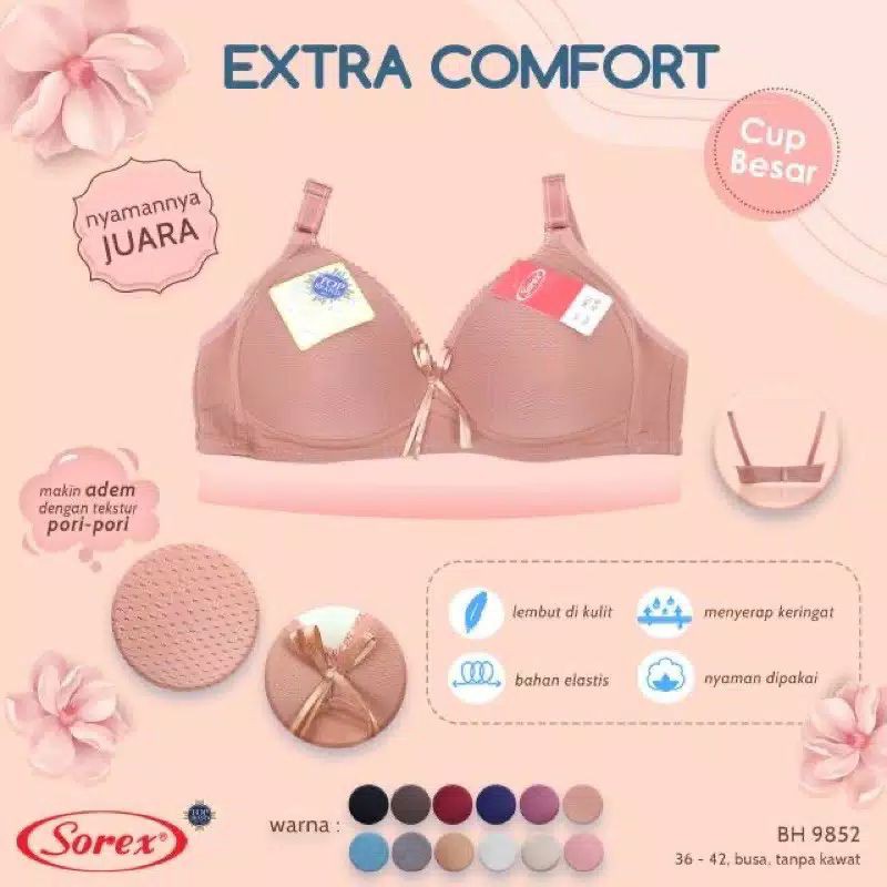 SOREX bra extra Comfort 9852 Cup besar busa tipis tanpa kawat