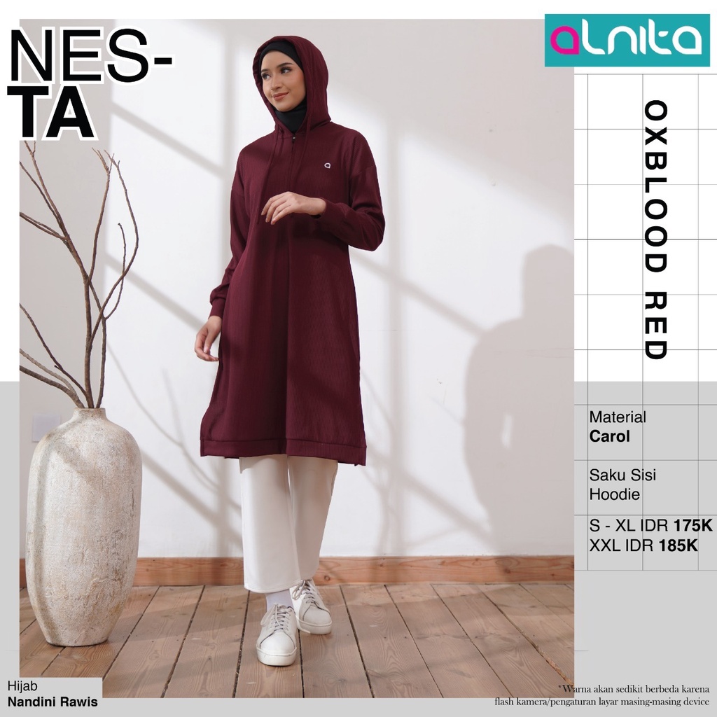 Alnita Tunik Nesta Atasan Trendy Bahan Carol Baju Olahraga Santai Simple OOTD