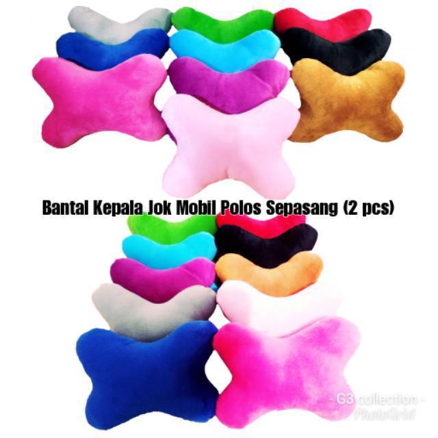 Bantal Kepala Jok Mobil Sepasang (2 pcs) - Bantal Mobil Polos - Bantal Sandar Mobil Warna Polos