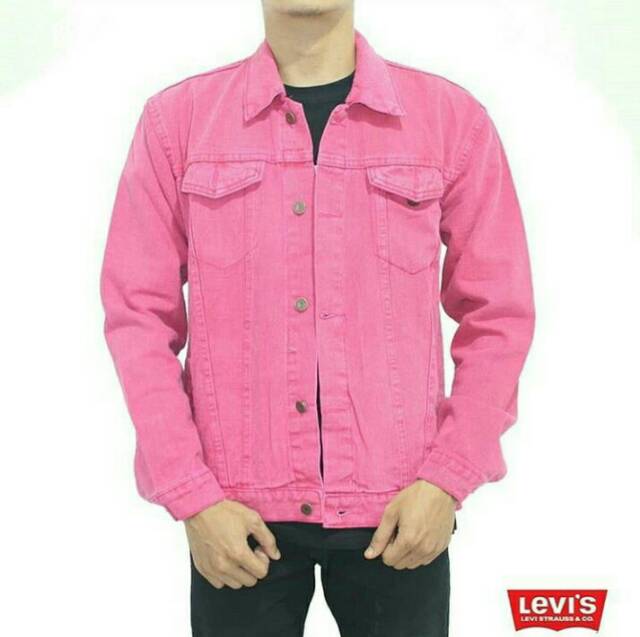 Jaket Jeans Pria Lemon Pink Merah Putih Mustard Abu Maroon Ijo Army