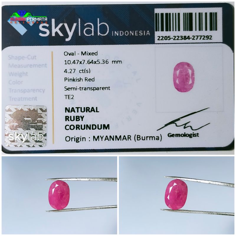 Batu Permata Ruby Corundum Natural Asli Original Bersertifikat