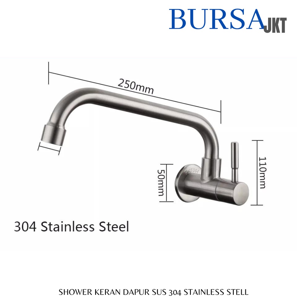 KERAN DAPUR WASTAFEL FAUCET CUCI PIRING CUCI TANGAN STAINLESS STEEL SUS304 ANTI KARAT MODEL ANGSA