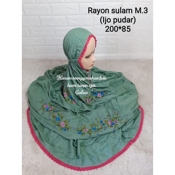 Mukena RAYON warna terusan lajuran dewasa  sulam benang ulet motif warna warni cantik manis