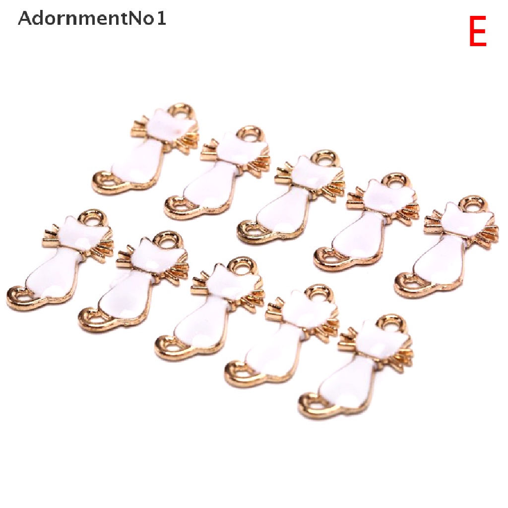 [AdornmentNo1] 10Pcs/Set Enamel Alloy Cat Charms Pendant Jewelry Finding DIY Craft Making Gift  [new]