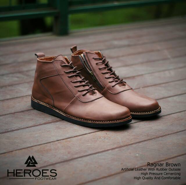 Sepatu Boots Casual Pria Semi Formal Kerja Kuliah Model Brodo Zipper Boot Resleting Original