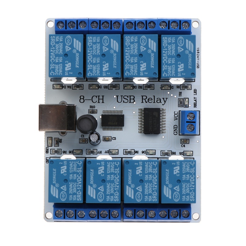 Btsg 8-Channel 12V Papan Relay USB, 8-Channel 12V Untuk DC Type-B USB Relay Board Module Controller Komputer Untuk Otomatiso