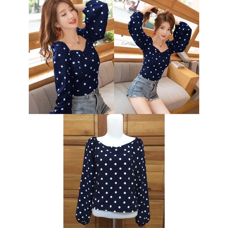 atasan polkadot baju wanita polkadot korean