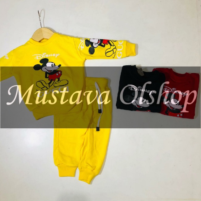 setelan sweater joger GUCCI MICKEY 1-9thn // setelan baby terry anak // baju anak perempuan