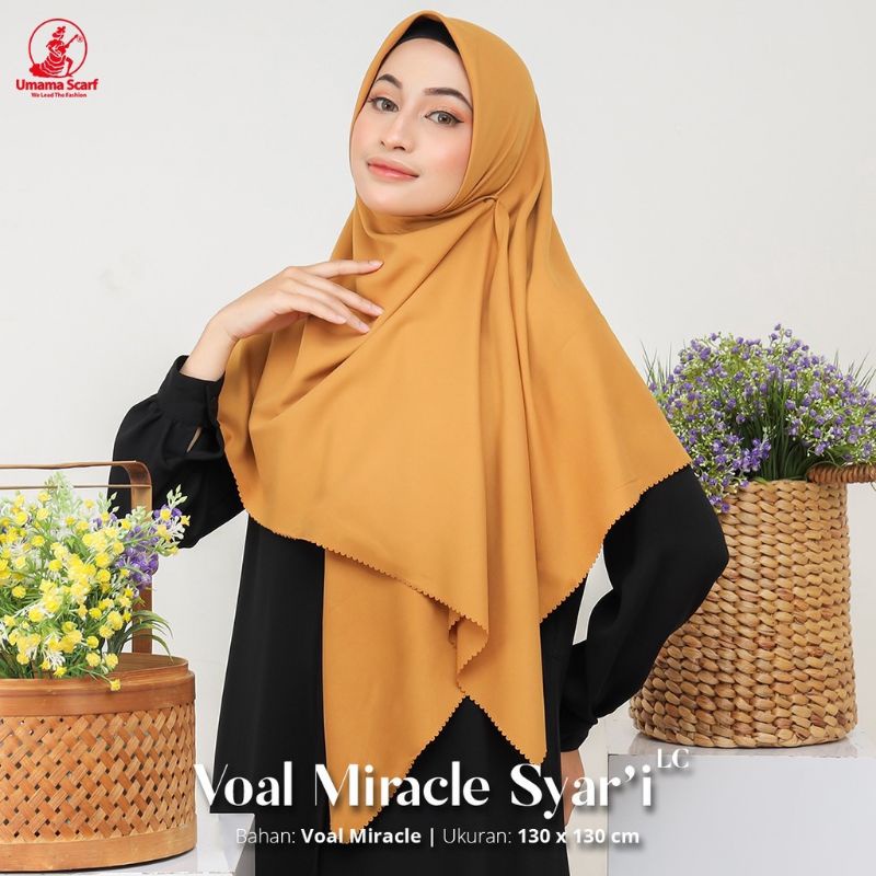 HIJAB SEGIEMPAT JUMBO VOAL MIRACLE SYARI UMAMA LASERCUT 130X130