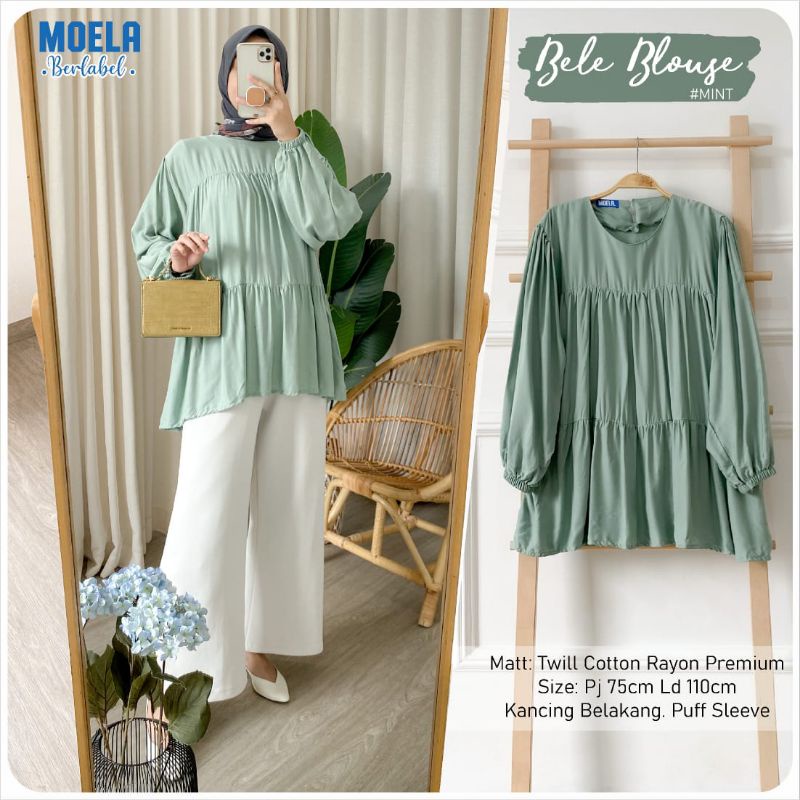 BELE BLOUSE atasan kemeja rayon premium original MOELA