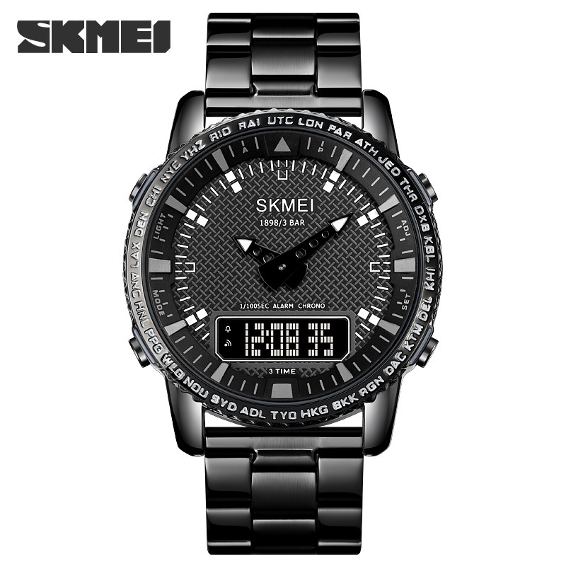 Jam Tangan Pria SKMEI 1898 Stainless Steel Analog Digital Original Skmei