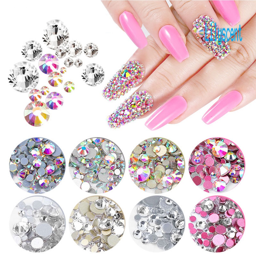 Lily 1440Pcs Manik-Manik Glitter Berlian Imitasi 3D Untuk Dekorasi Nail Art / Manicure DIY