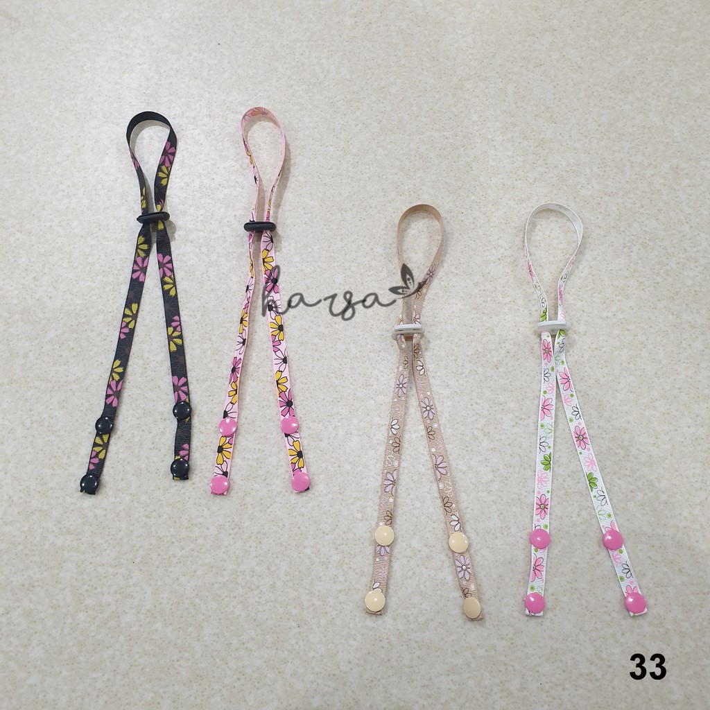 Motif Bunga, Tali Masker Korea, Tali Masker Gantung, Konektor Masker Hijab