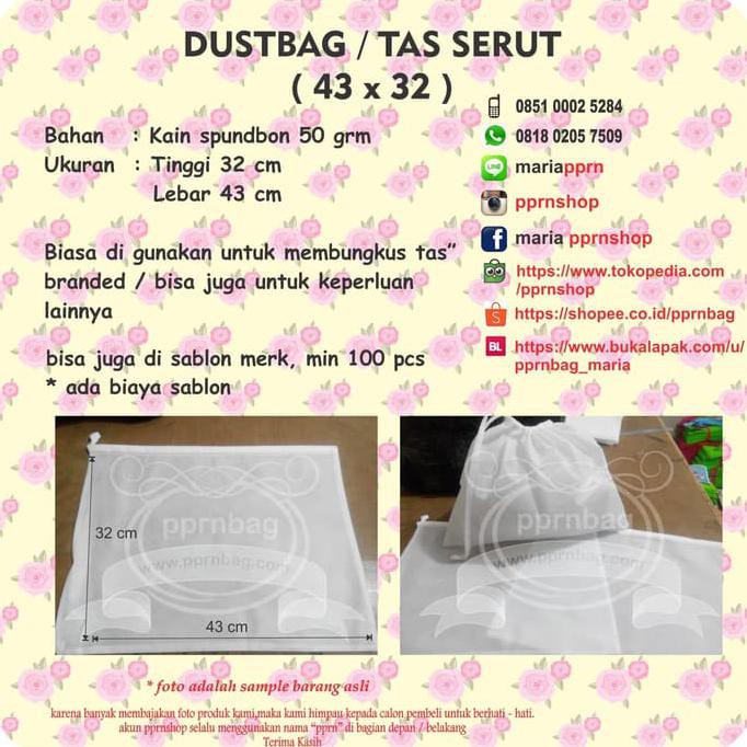 

DUSTBAG/SARUNG TAS/BUNGKUS TAS/ GOODIEBAG/TAS BINGKISAN OBRAL
