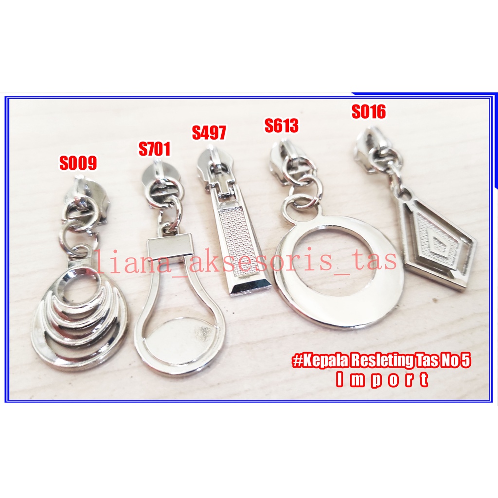ASESORIS TAS CEWEK KEPALA RITSLETING - KEPALA SLETING - KEPALA RESLETING TAS NO 5 IMPOR (1 PCS) WARN