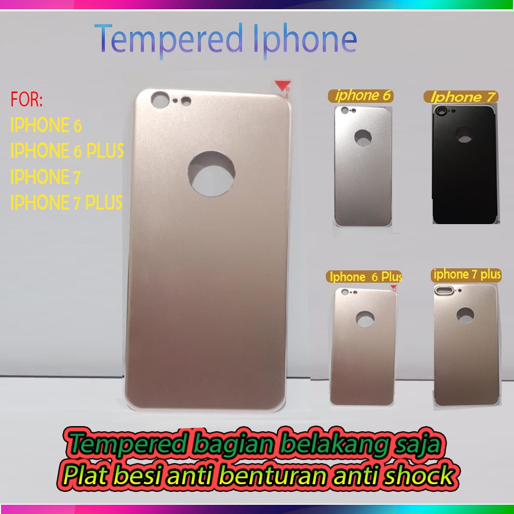 Tempered Bagian Belakang Untuk Iphone 6 / Iphone 6 plus / Iphone 6+ / Iphone 7 / Iphone 7 Plus / Iphone 7+ Plat Besi Anti Benturan Anti Shock