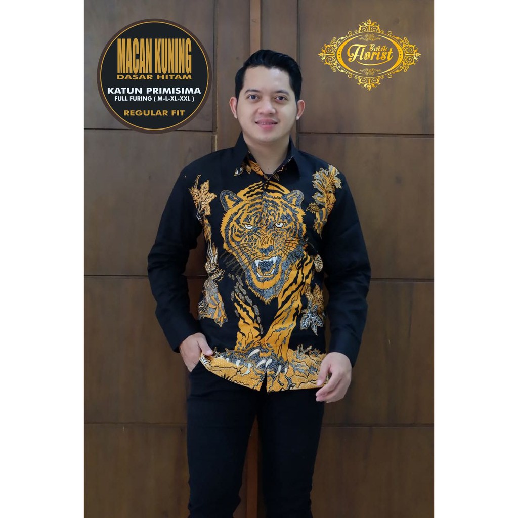 MACAN KUNING Kemeja Batik Pria Full Furing Bahan Katun Primisima