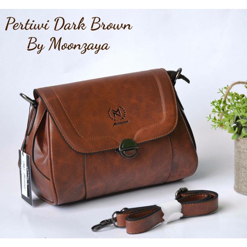 Tas Pertiwi Moonzaya Selempang Darkbrown Brown Camel