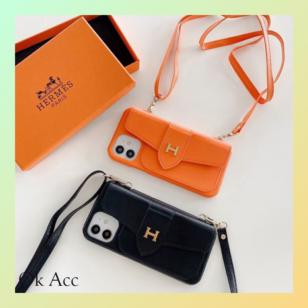 Jual Case Tas Orange Iphone X Xs Xr Max 11 12 13 Pro Max tali panjang sepinggang bahu FH37