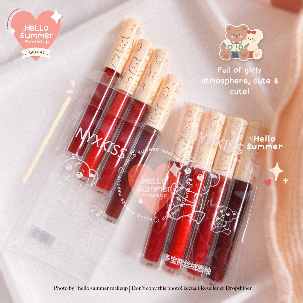 𝐌𝐀𝐓𝐓𝐄 𝐋𝐈𝐏𝐒𝐓𝐈𝐂𝐊 - Nyxkiss Baby Bear Velvet Matte Lipstick 2ml Transferproof Tahan Lama Waterproof Lembut Dibibir