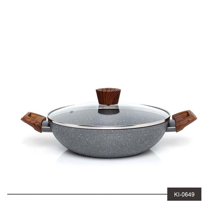 KH KI0649 28CM KUALI KERAMIK INDUKSI MARBLE FRYPAN WOK PAN INDUCTION WAJAN PENGGORENGAN KUALI PANCI