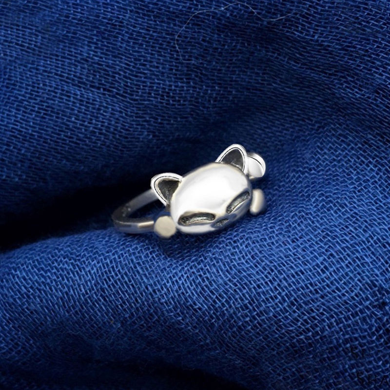 Fancyqube Cincin Sterling Silver S925 Desain Kucing Gaya Retro Untuk Wanita
