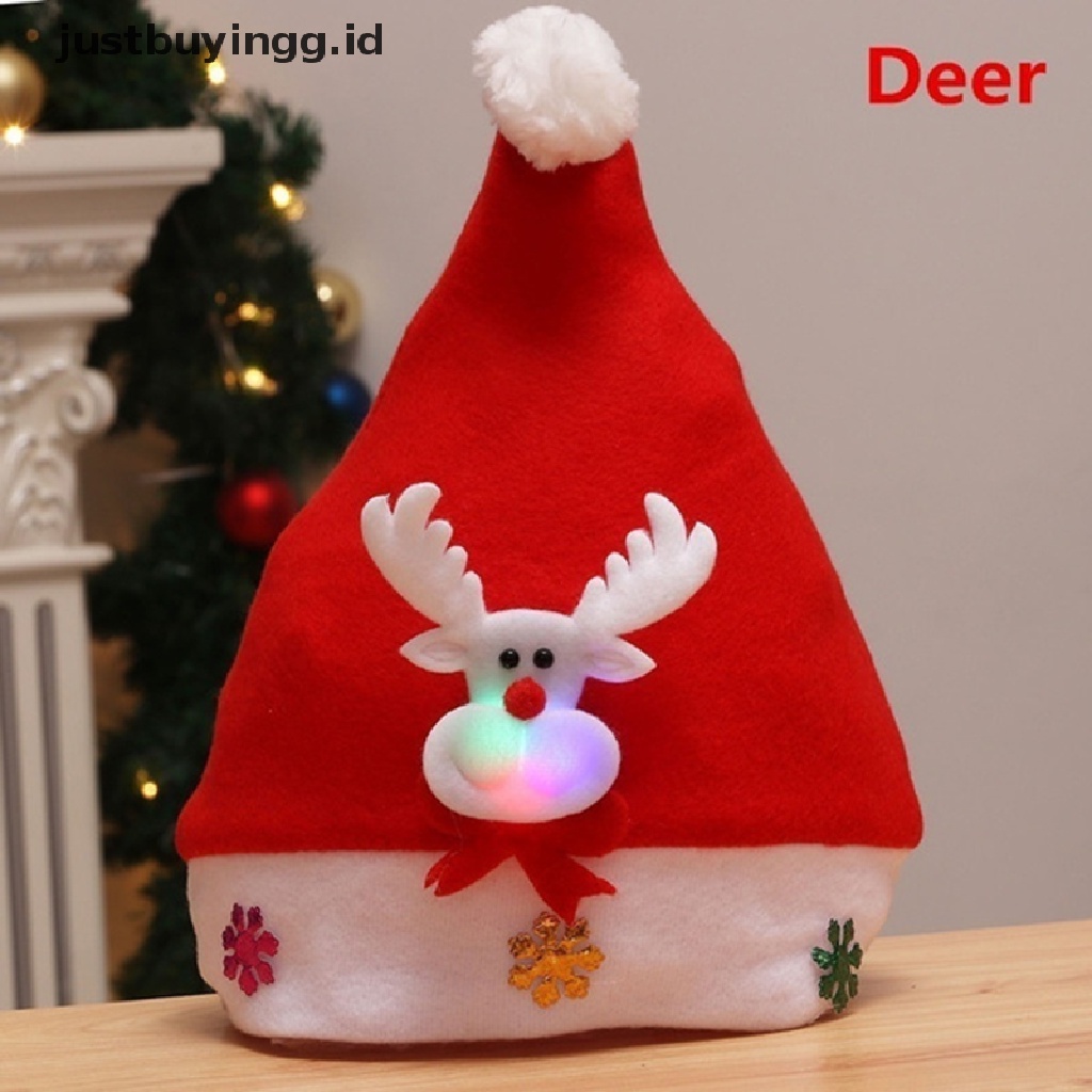 Topi Desain Santa Claus Snowman Elk Dengan Lampu Led Untuk Dekorasi Natal