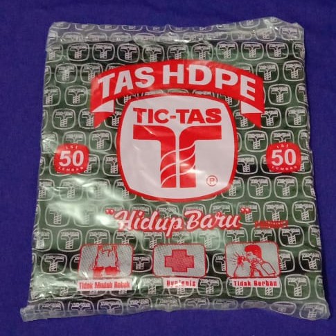 KONDISI BAIK!!! Kantong Plastik Kresek TIC-TAS HDPE Hitam Ukuran 21 - tanggung (50 Pcs)