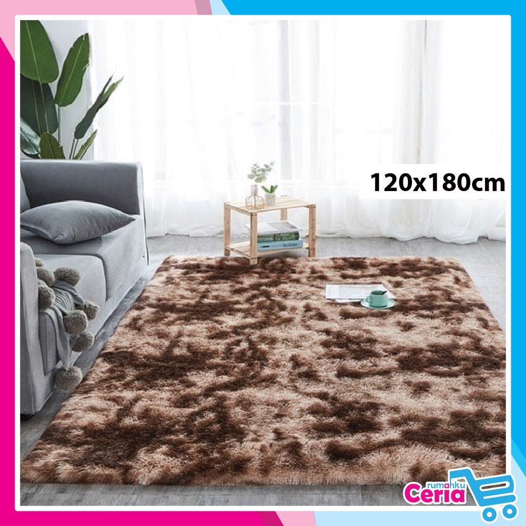 RC - Karpet Bulu Rasfur 120cmx180cm Karpet Bulu Tebal Aesthetic Karpet Bulu Motif Ombre Tie Dye