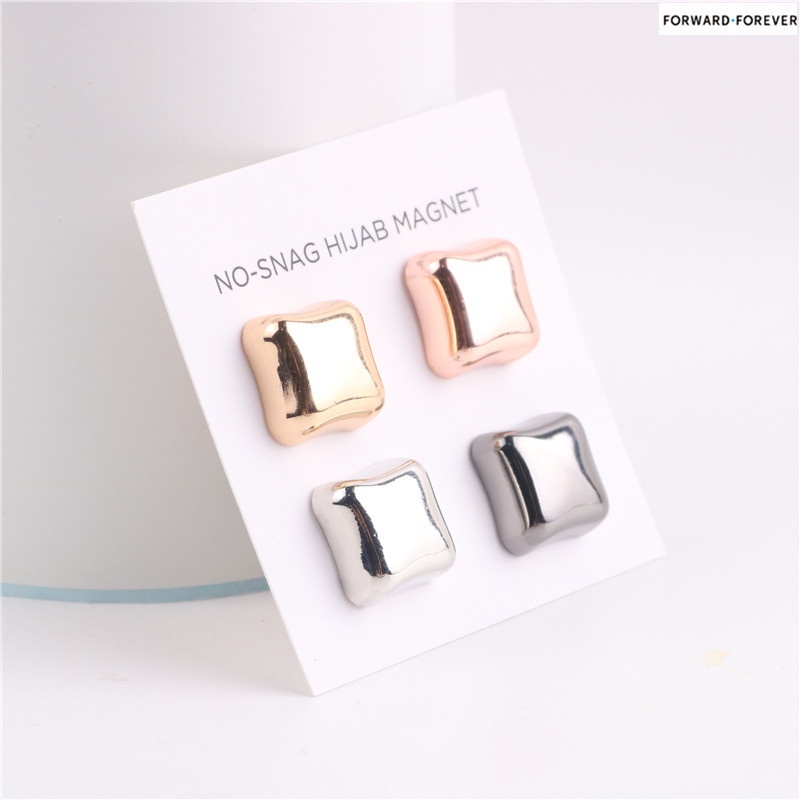 4pcs / Set Bros Pin Magnetik Bentuk Kotak Untuk Scarf M10076