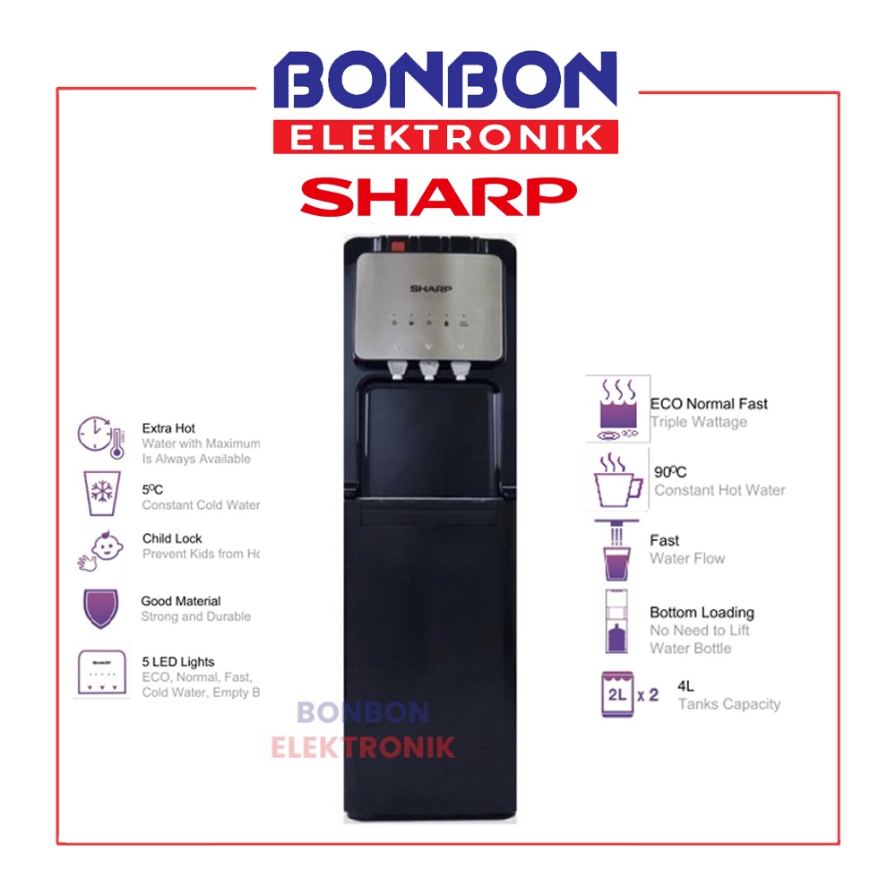 Sharp Dispenser Galon Bawah SWD-82EHL-PB / SWD82EHL (Night Lamp)