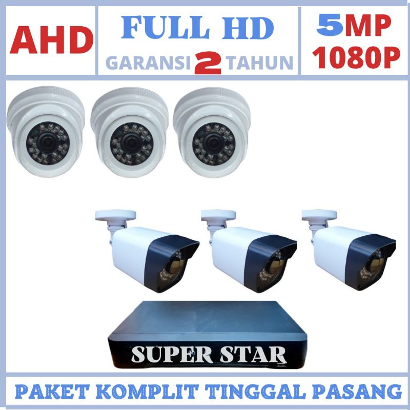 Paket cctv 8 channel 6 kamera Lensa 5mp 1080p ic sony lengkap siap pasang