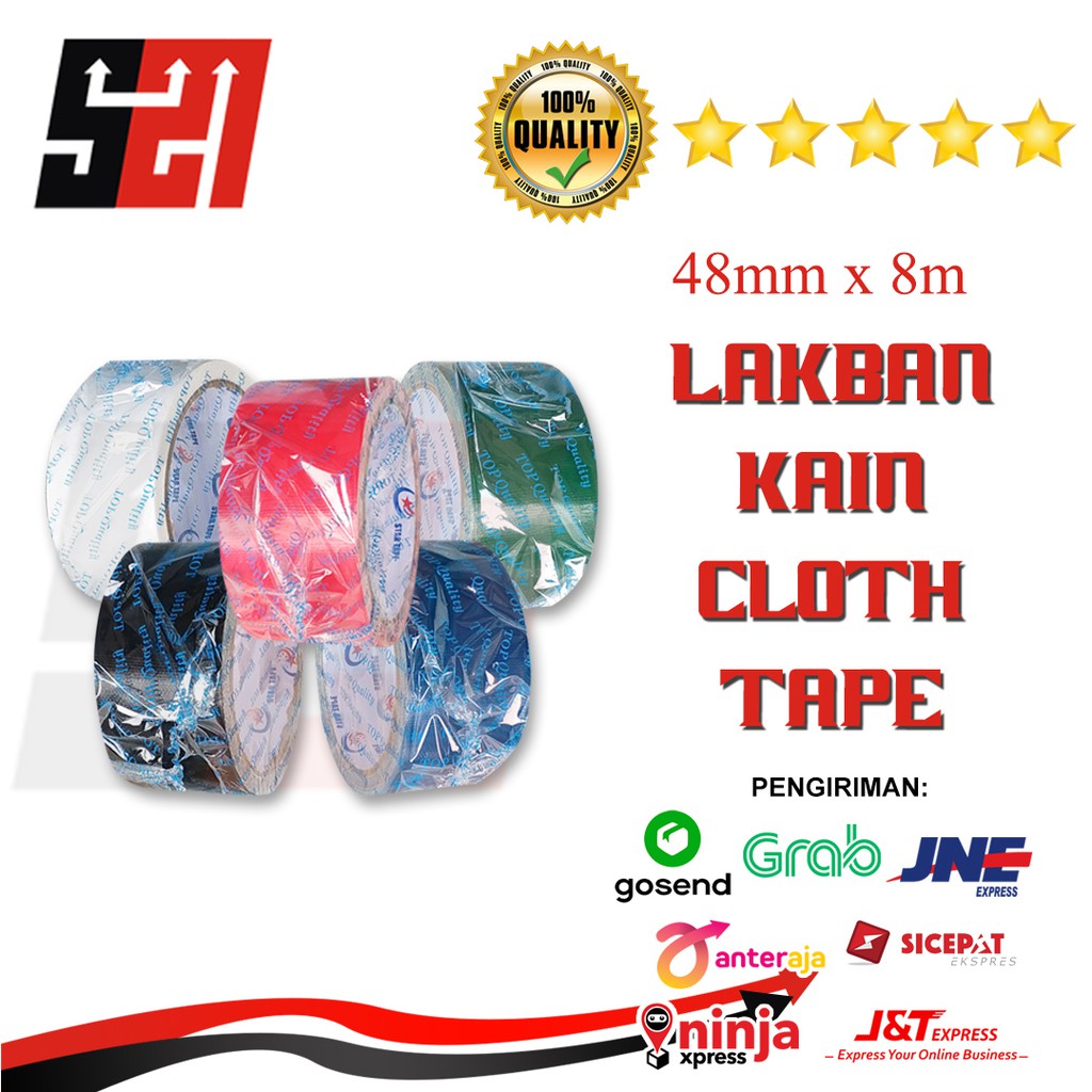 

Lakban Kain Cloth Tape Warna Warni 48mmx8m