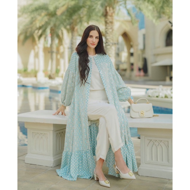 Ziana Maxi Dress Benang Jarum Blue S Buttonscarves Bundling