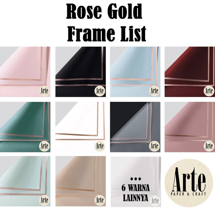 

RB 20 Lembar Cellophane Rose Gold Frame Border Bouquet Bingkai Jelly Film List Kertas Buket Korea