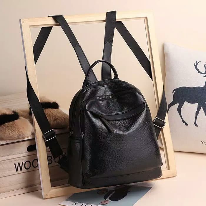 Tas Wanita Ransel Backpack Kulit Pu Leather Import