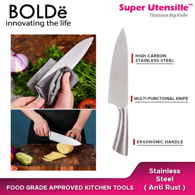 BOLDE TITANIUM COOKING KNIFE SUPER KNIVES / PISAU DAPUR  STAINLESS STEEL JUMBO