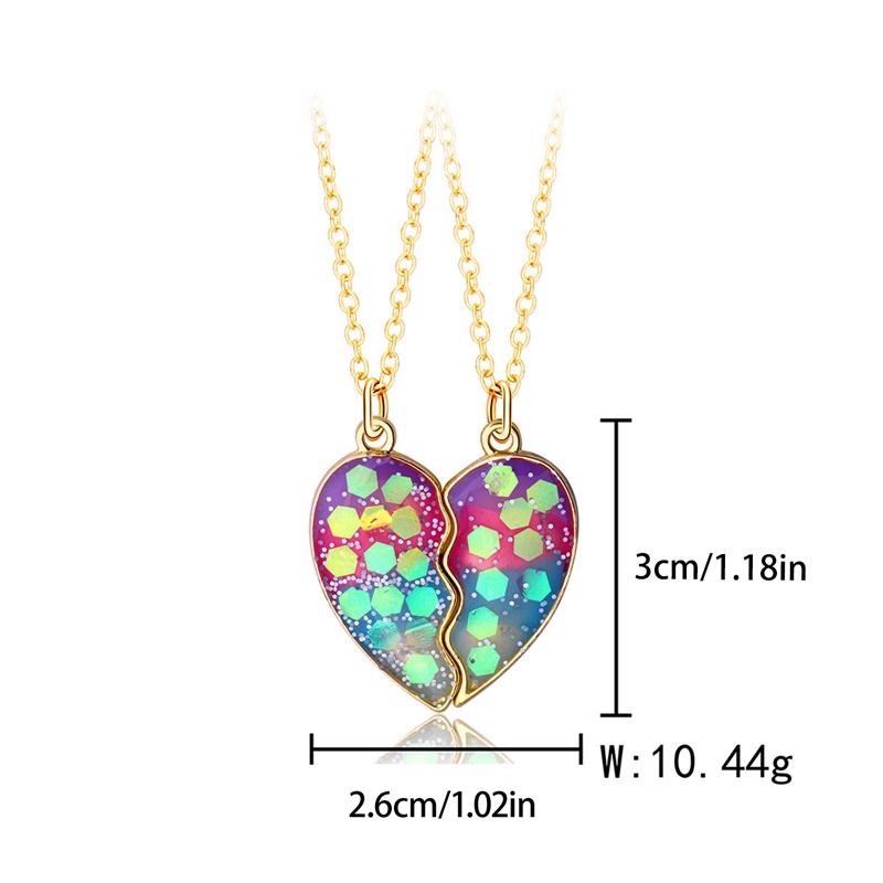 2pcs / Set Kalung Magnetik Bahan Alloy Motif Kartun Love Untuk Hadiah Persahabatan