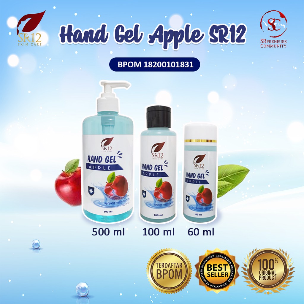 HAND SANITIZER GEL APPLE SR12 BPOM ORIGINAL / HS AMAN BERBPOM / THE NEW NORMAL