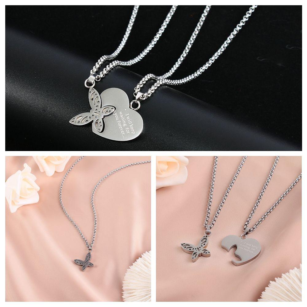 Preva Pasangan Kalung Pernikahan Stainless Steel Fashion Perhiasan Hari Valentine Hati Choker