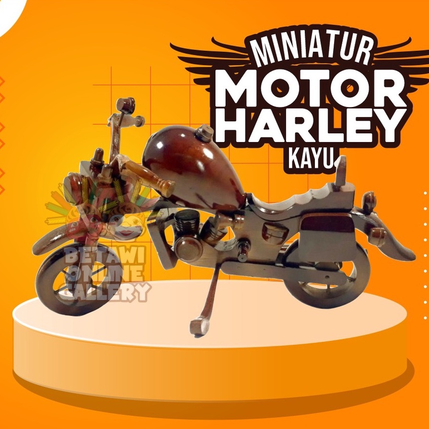 Miniatur Motor Harley Kayu jati