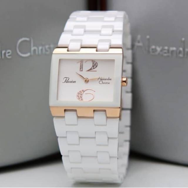 Jam Tangan Wanita Alexandre Christie Ac 2881 Bf Keramik Putih Original Fashion Wanita