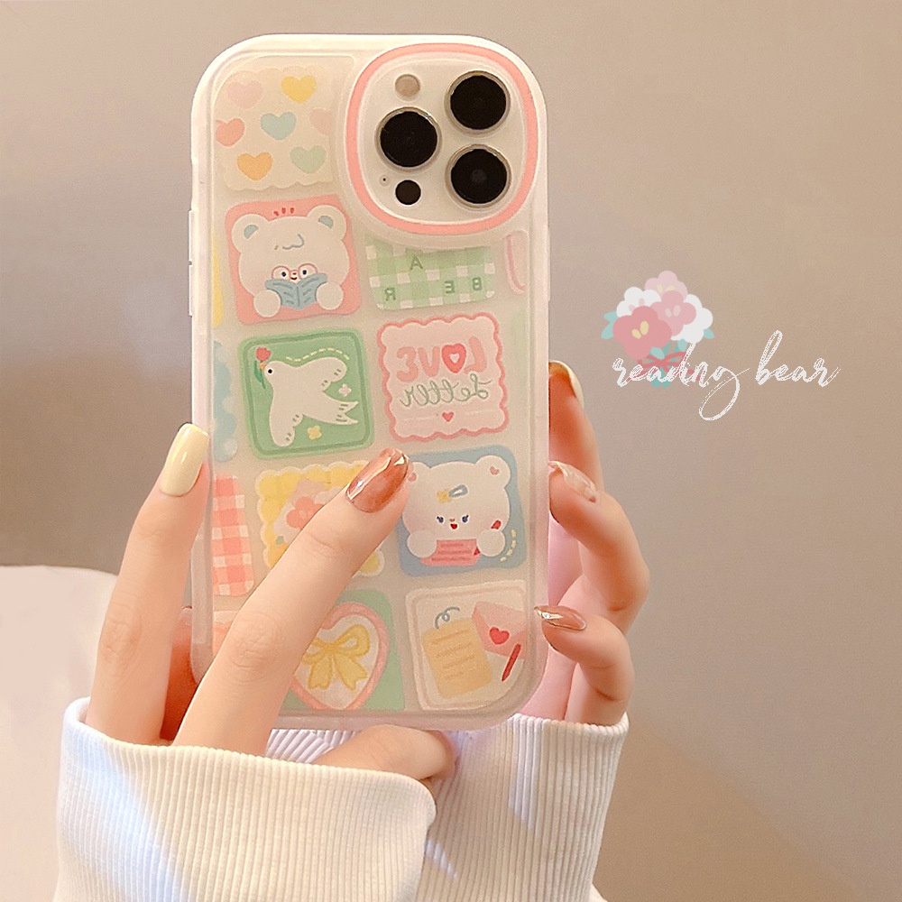 IPHONE Kartun Hewan Lucu Stiker Printed Phone Case Untuk Iphone7 8plus XR XS 11 12 13 14 MINI PRO MAX SE 2020 Lembut Cover Pelindung