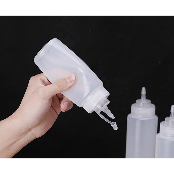 DS SS11 Botol Saos Dengan garis Dispenser Saus Plastik Mayonaise Kecap Cuka Minyak Dapur
