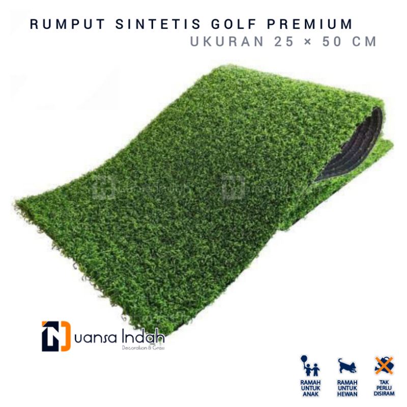 rumput sintetis type golf premium ukuran 25x50 cm