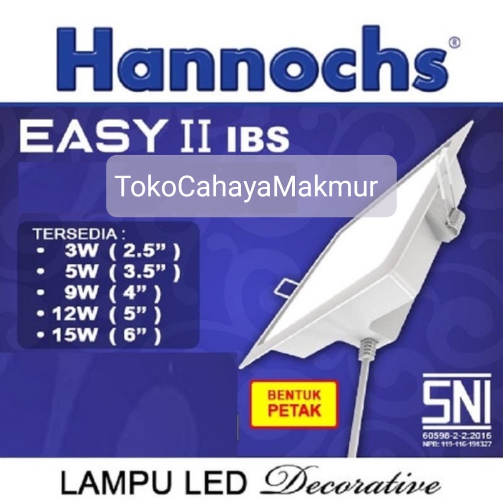 Lampu LED Downlight Hannochs Easy II IBS Square Segi 3w,5w,7w,9w,12w,15w,20w,25w CoolDayLight