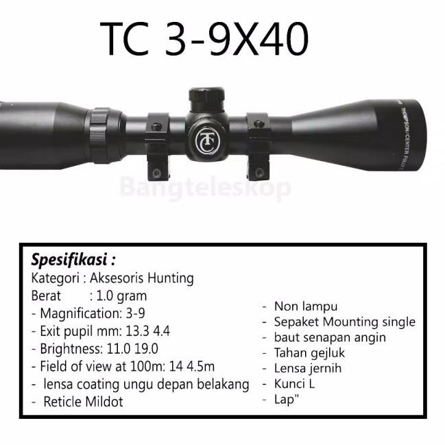 Hot Sell218NB  TELESKOP PREDATOR THOMPSON TC 3-9X40 Telescope
