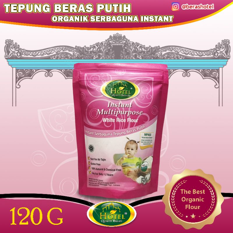 

Tepung Beras Putih HOTEL Organik Instant 120 gr - Instant Tepung Organik Beras Putih - HOTEL Tepung Merah Organik 120gr - MPASI Tepung Instant Putih