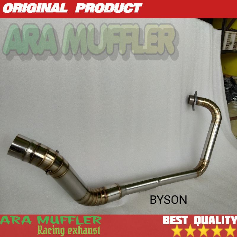 pipa leher knalpot Yamaha Bison Byson full cacing stainless